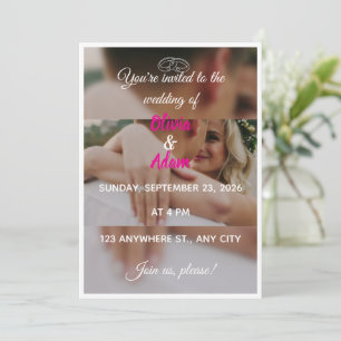 Invitation de couple moderne avec anneaux de maria