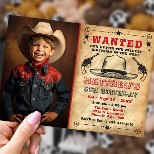 Invitation de Cowboy avec photo, Anniversaire occi
