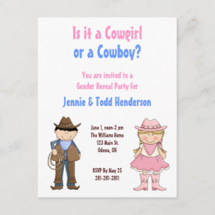 Invitation de Cowgirl and Cowboy Gender Revevevela