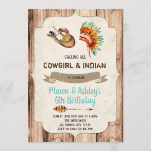 Invitation de Cowgirls et d'Indiens