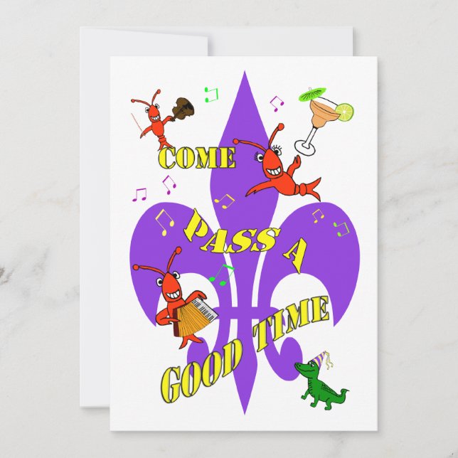 Invitation de Crawfish Fleur de Lys Party (Devant)