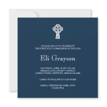 Invitation de croix celtique - Boy First Communion