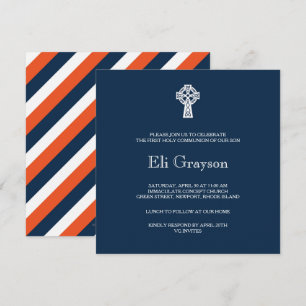 Invitation de croix celtique - Boy First Communion
