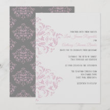 Invitation de Damas élégante rose et gris