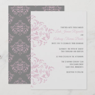 Invitation de Damas élégante rose et gris