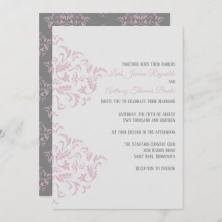 Invitation de Damas élégante rose et gris