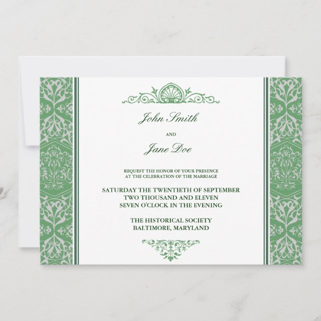 Invitation de Damask Border dans Mint (Devant)