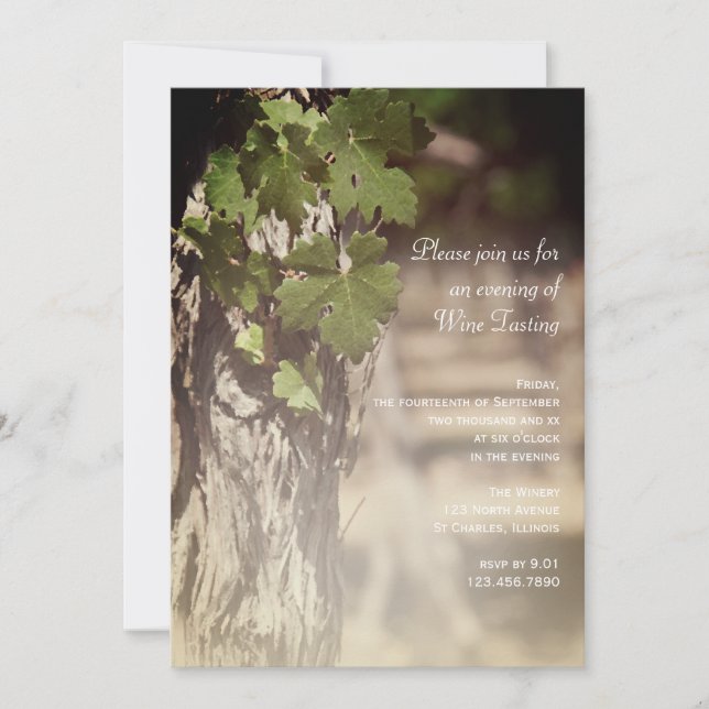 Invitation de dégustation de vins Feuille (Devant)