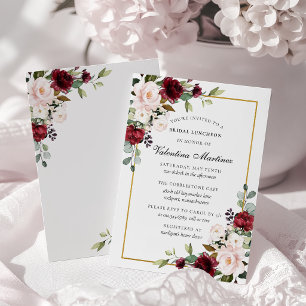 Invitation de déjeuner de mariage floral rose roug
