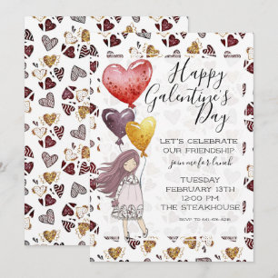 Invitation de déjeuner du jour de Galentine