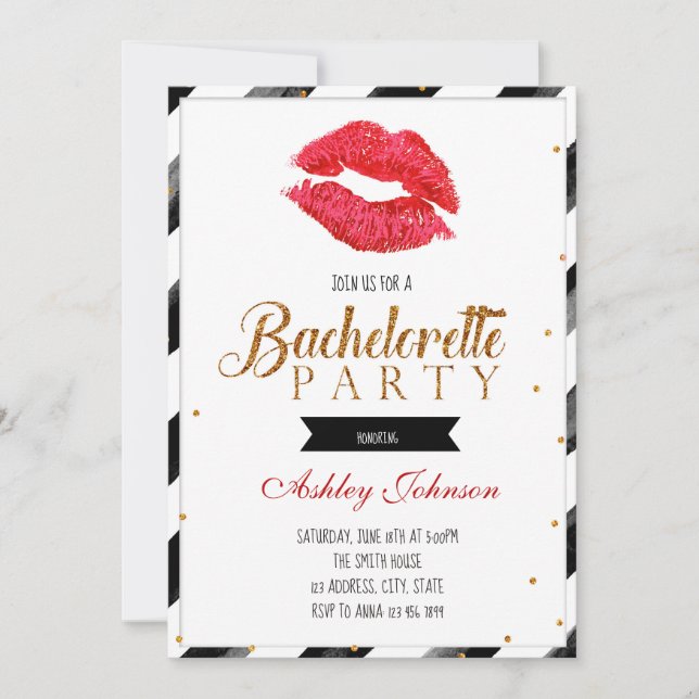 Invitation de demoiselle d'honneur au rouge à lèvr (Devant)