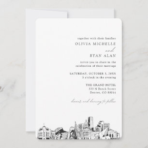 Invitation de Denver Mariage élégante Skyline