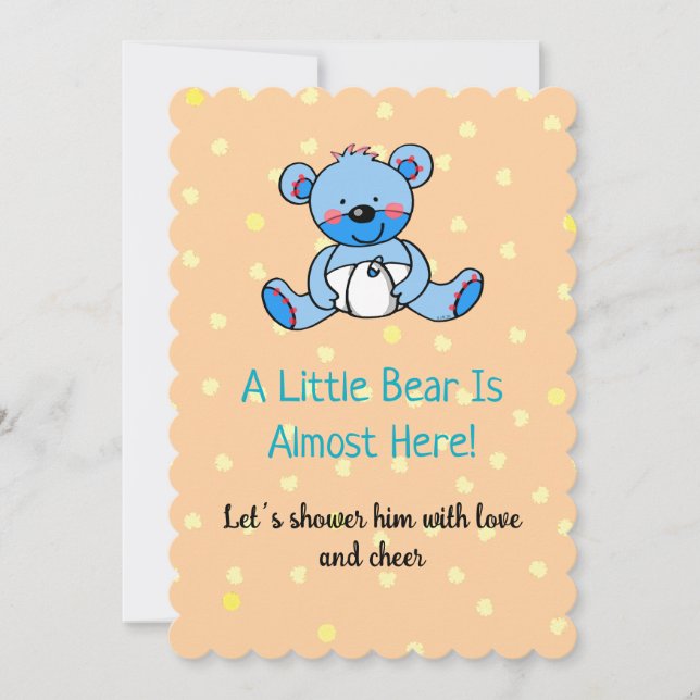 Invitation de design de Baby shower d'ours bleu do (Devant)