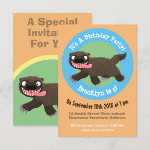 Invitation de dessin animé animal de carcajou affa
