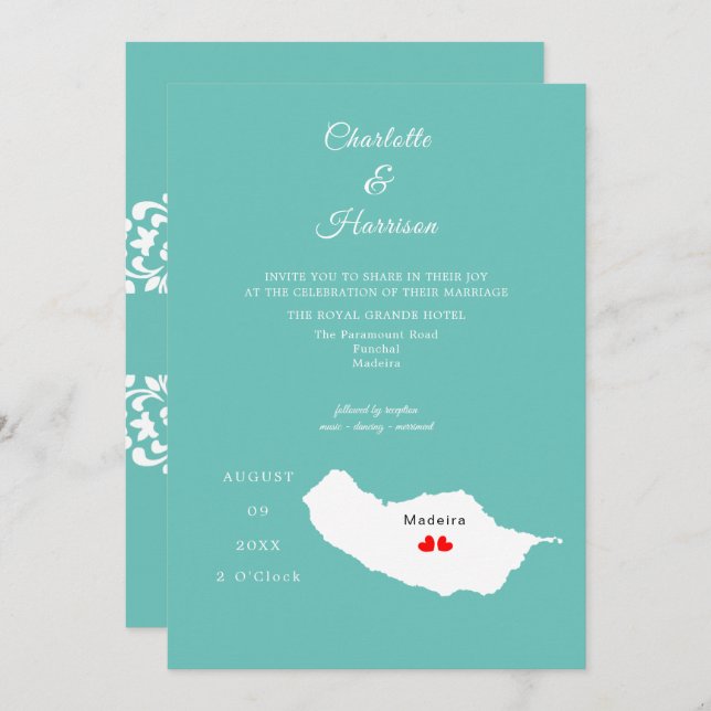 Invitation de destination Mariage Madeira (Devant / Derrière)
