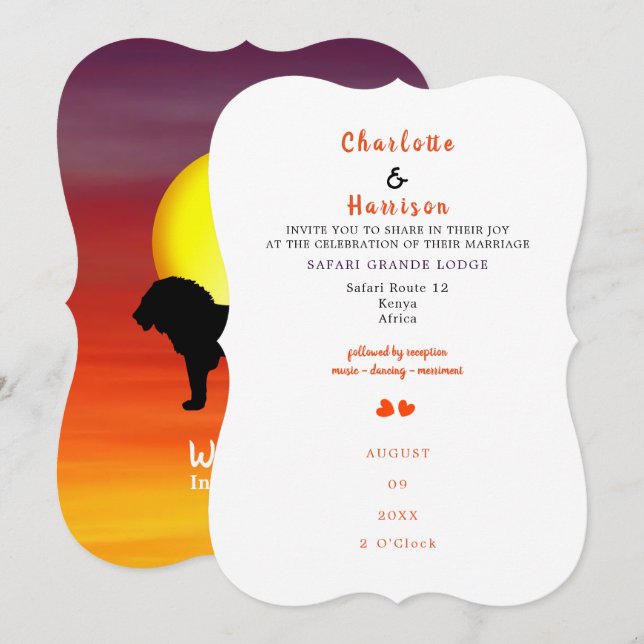 Invitation de destination Mariage Safari Afrique (Devant / Derrière)