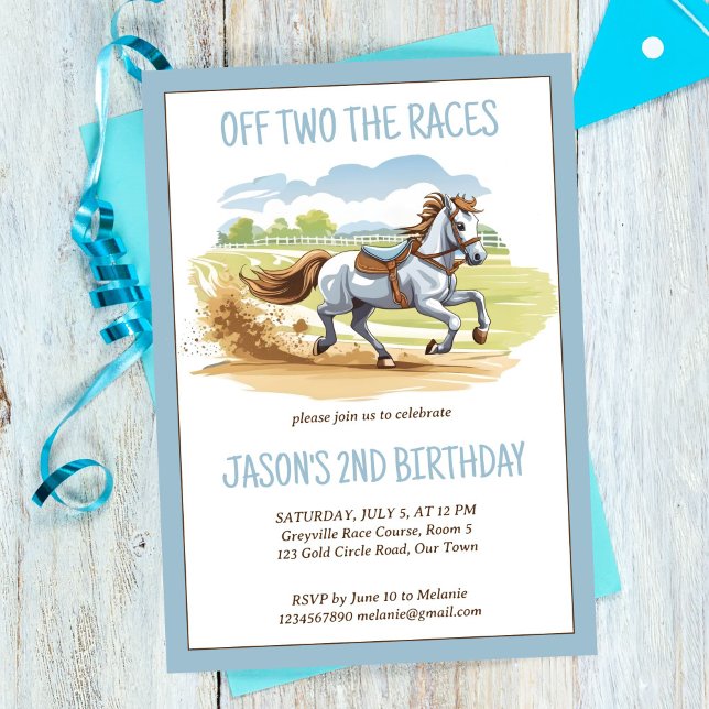 Invitation De deux courses cheval équestre pony anniversaire (Off two the races horse equestrian pony birthday party invitation template digital download)