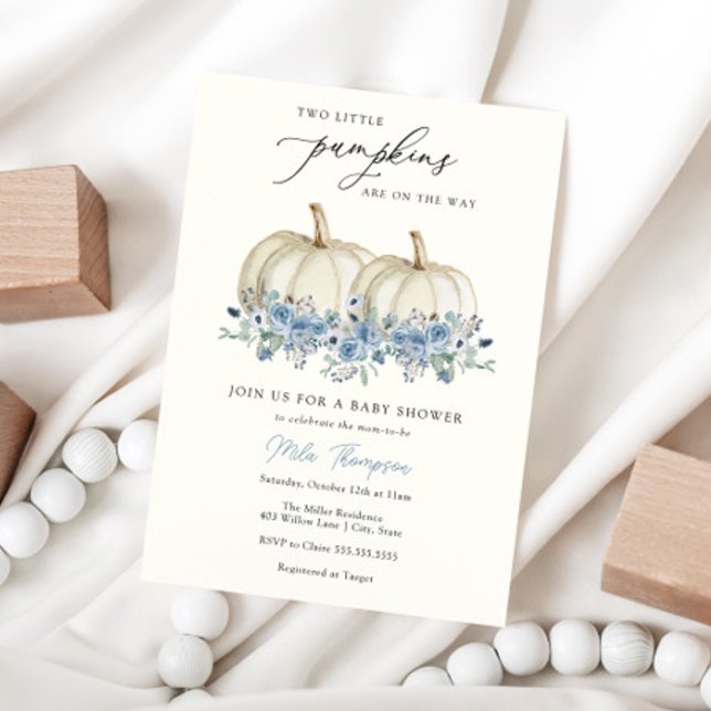 Invitation de deux petits Baby showers bleus Citro (Créateur téléchargé)