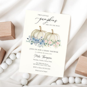 Invitation de deux petits Baby showers Citrouille