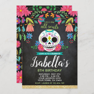 Invitation de Dia de los Muertos Birthday