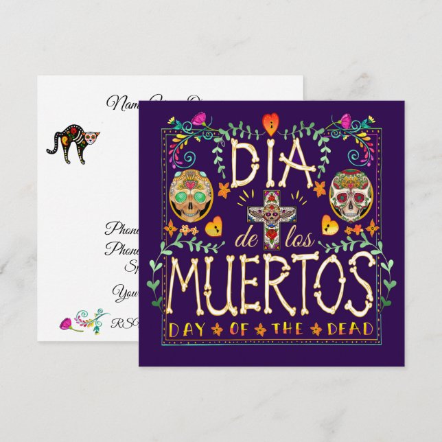 Invitation de Dia De Los Muertos - Jour des Morts (Devant / Derrière)