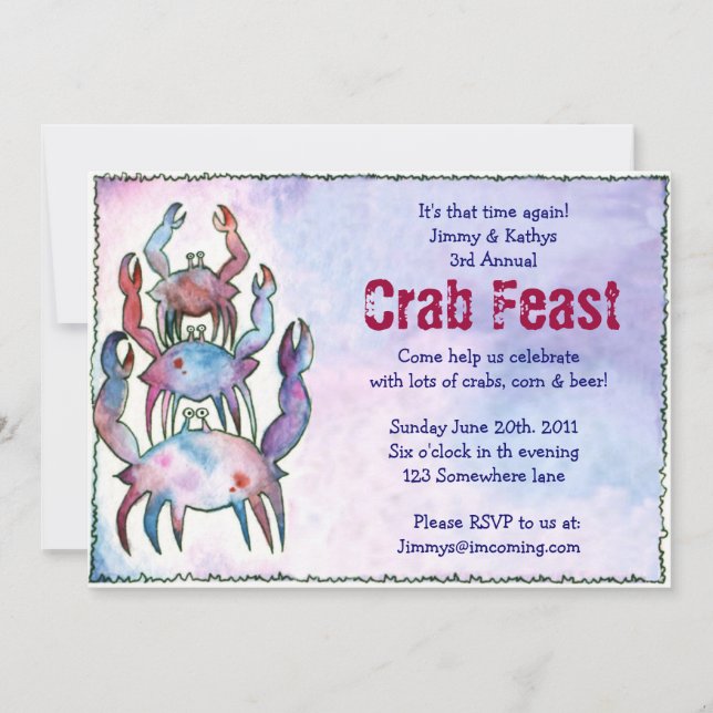 Invitation de dîner de FESTIN de FEST de CRABE (Devant)