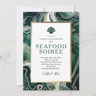 Invitation de dîner de fruits de mer en marbre éme