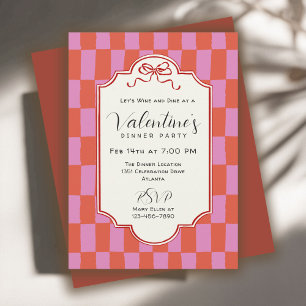 Invitation de dîner de la Saint-Valentin à carreau