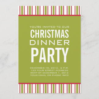 INVITATION DE DÎNER DE NOËL DE RAYURES