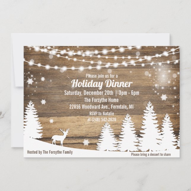 Invitation de dîner de Noël de vacances rustique d (Devant)