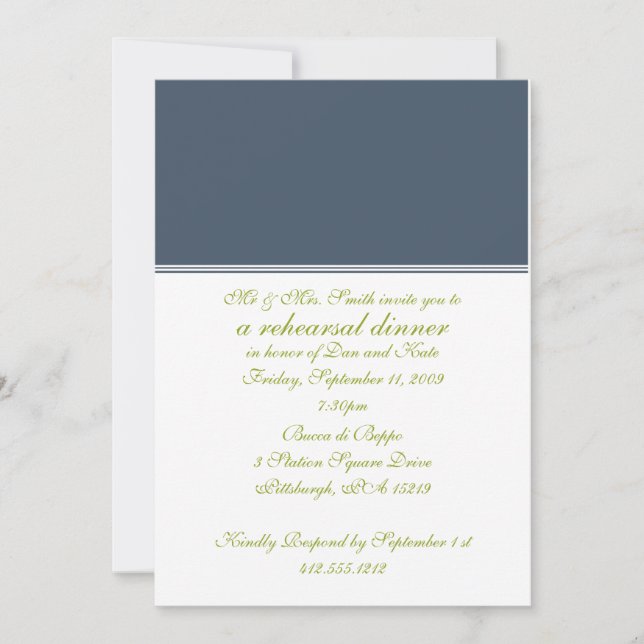 Invitation de dîner de répétition (Devant)