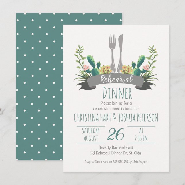 Invitation de dîner de répétition de couverts de (Devant / Derrière)