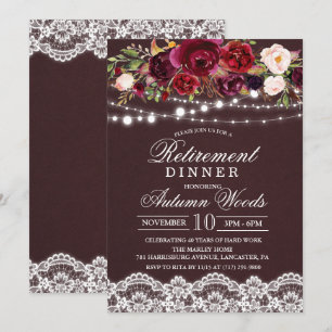 Invitation de dîner de retraite florale automnale