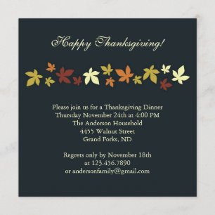 Invitation de dîner de thanksgiving