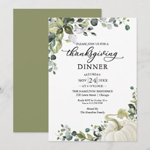 Invitation de dîner de Thanksgiving avec citrouill