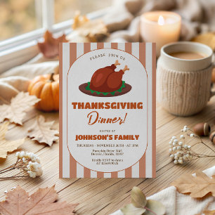 Invitation de dîner de Thanksgiving avec dinde rôt