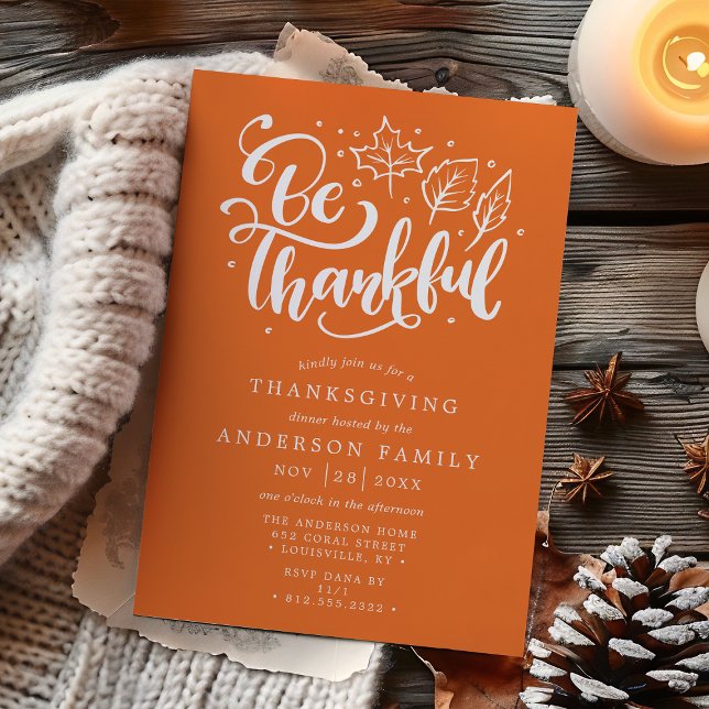 Invitation de dîner de Thanksgiving avec écriture  (Créateur téléchargé)