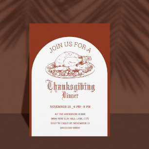 Invitation de dîner de Thanksgiving blanc et marro