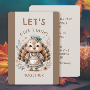 Invitation de dîner de Thanksgiving chic floral di