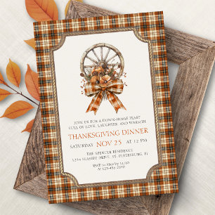 Invitation de dîner de Thanksgiving rustique à la