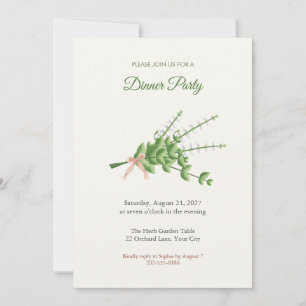 Invitation de dîner en bouquet de basilic fleuri