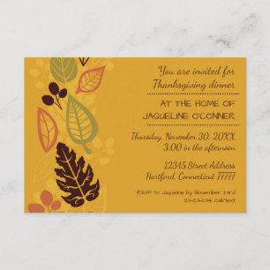Invitation de dîner Orange Formal Feuille-3x5Thank