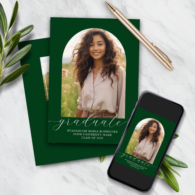 Invitation de diplôme 2 Photos Arch Green (Créateur téléchargé)