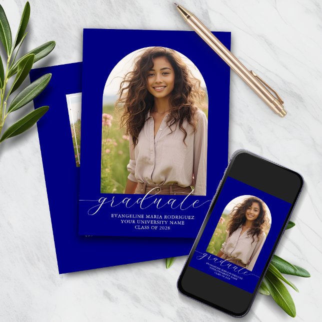 Invitation de diplôme 2 Photos Arch Navy (Créateur téléchargé)