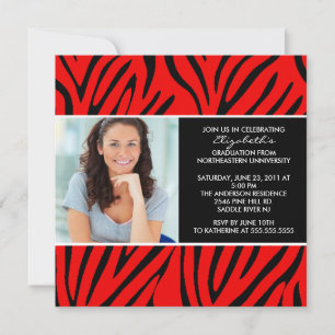 Invitation de diplôme avec photo Red Zebra Imprime