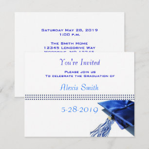 Invitation de diplôme - Casquette bleu et Tassel I