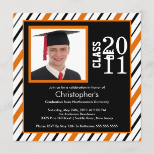 Invitation de diplôme de photographie Orange Black
