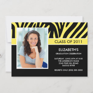 Invitation de diplôme de photographie ~Zebra Jaune