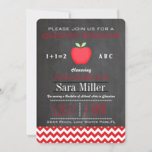Invitation de diplôme d'enseignant Red Chevron/App