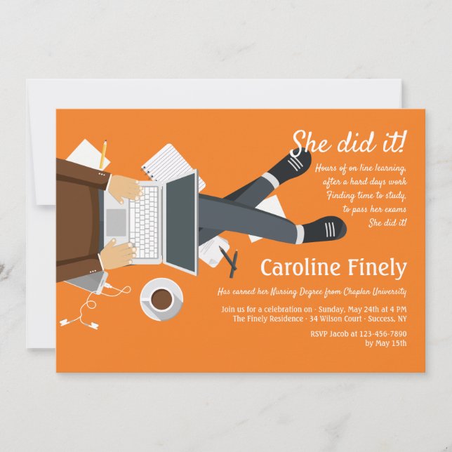 Invitation de diplôme en études sur ordinateur por (Devant)